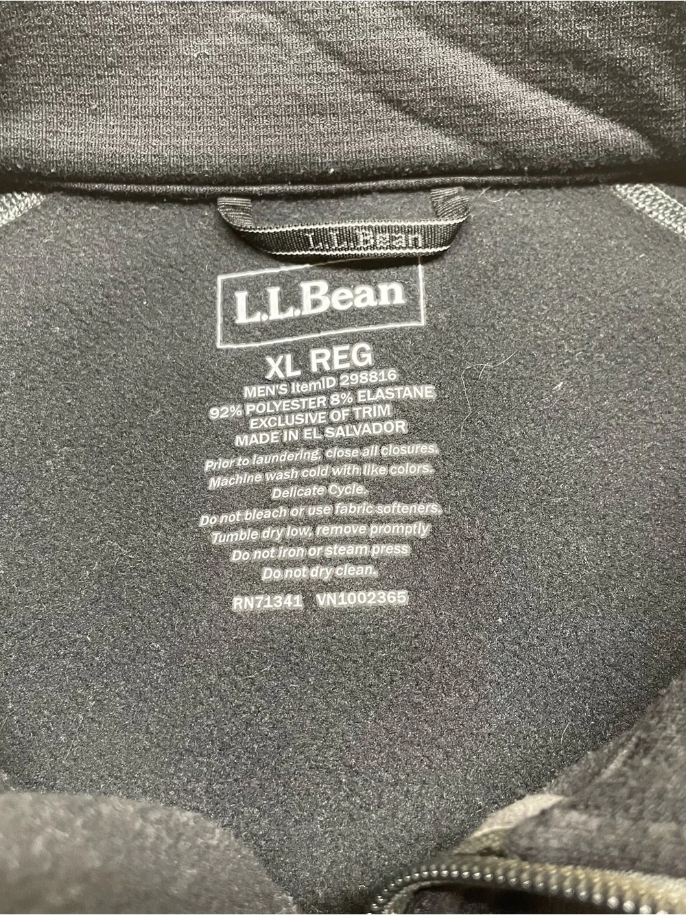 L.L. Bean Black Men's Softshell Zip Vest